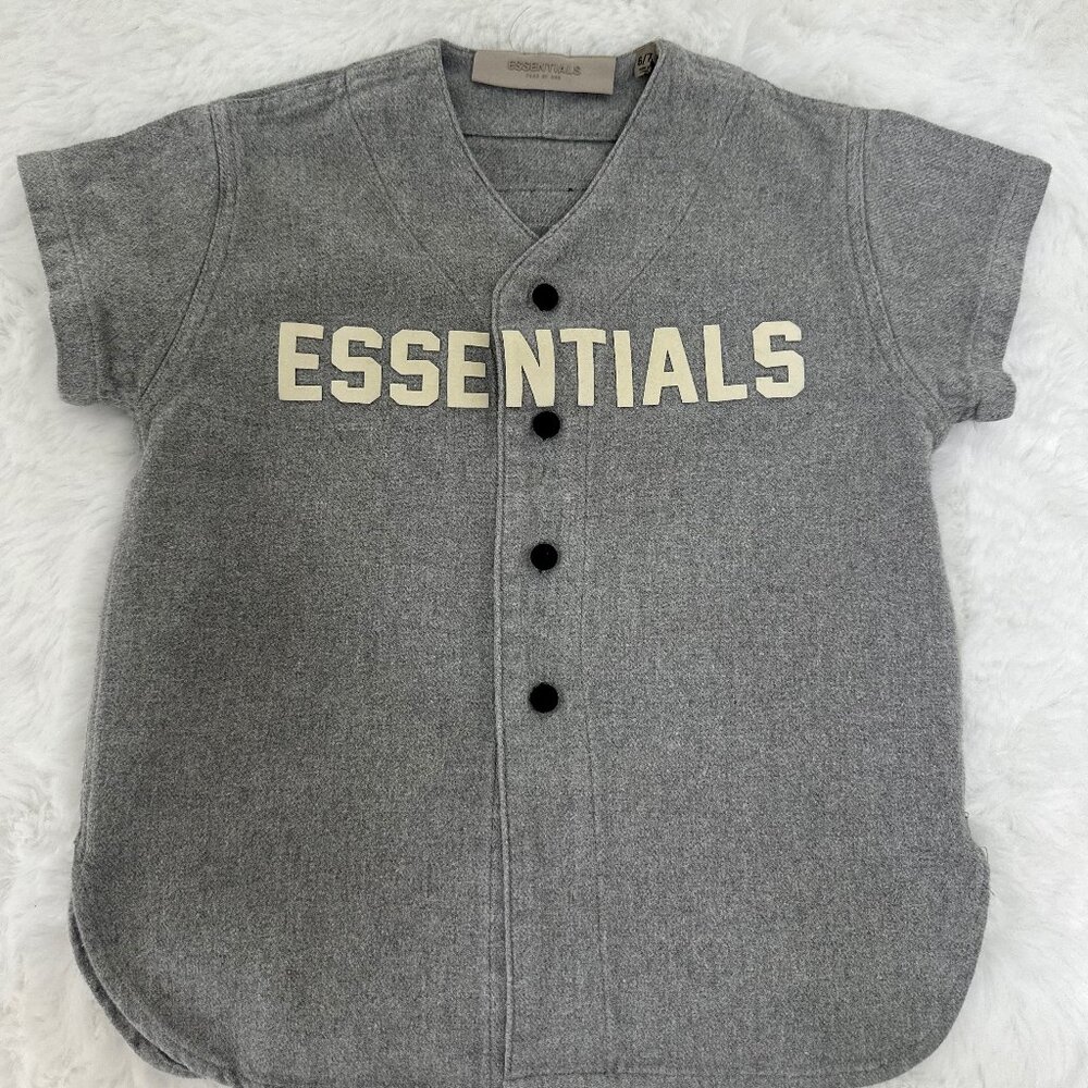 Fear of God Essentials KIDS’ grey button-up varsity-style shirt